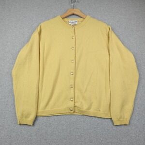Vtg Pendleton Womens XL Yellow Lambswool Button Cardigan Sweater Portland Oregon